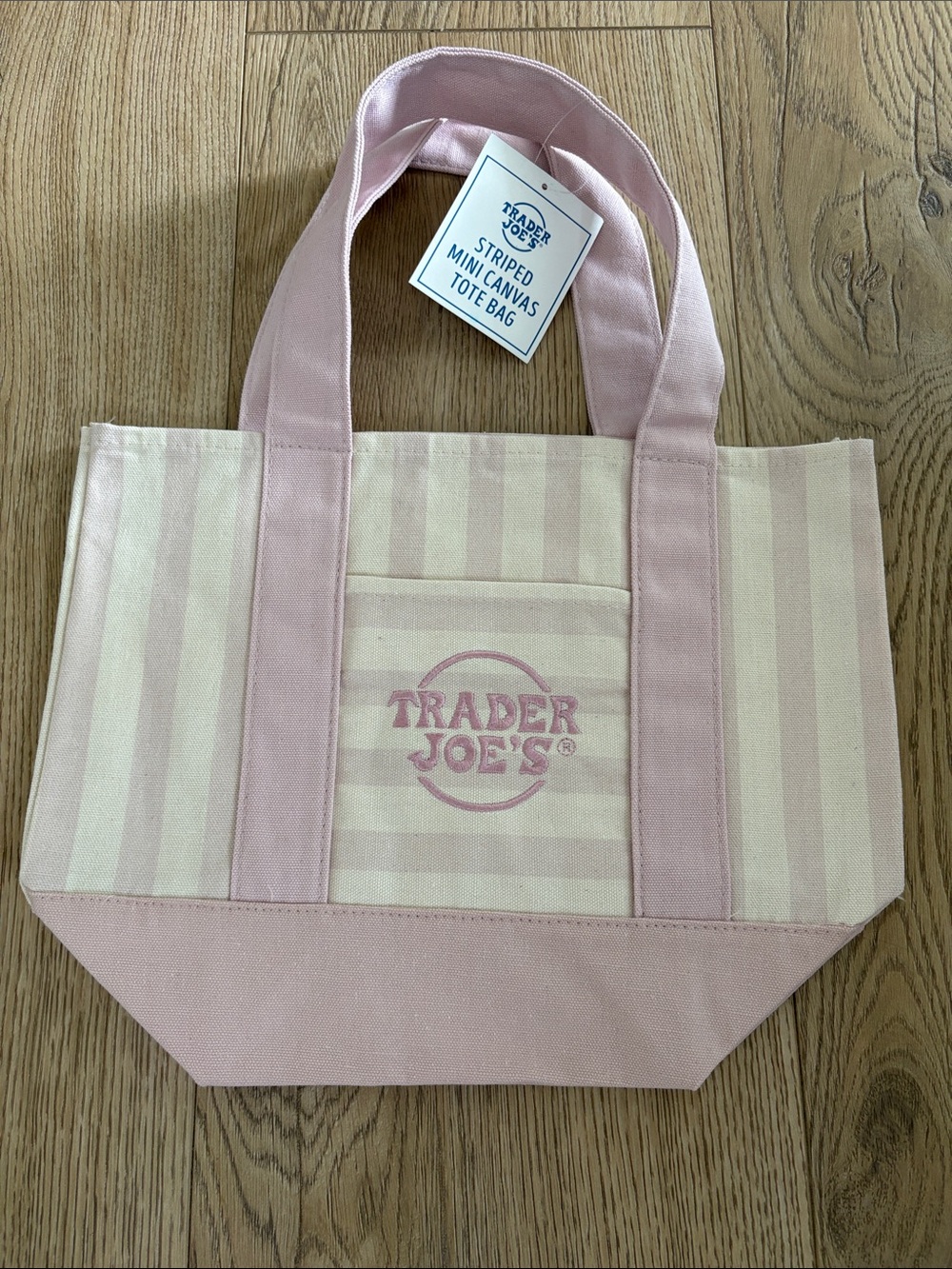 Trader Joe’s Pink Striped Canvas Mini Tote Bag